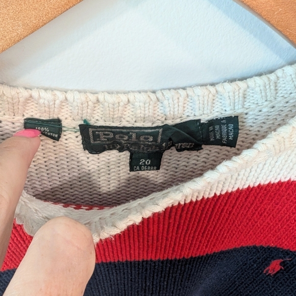Vintage Polo by Ralph Lauren Men's Striped Sweater - Red, Blue, White - Picture 2 of 7